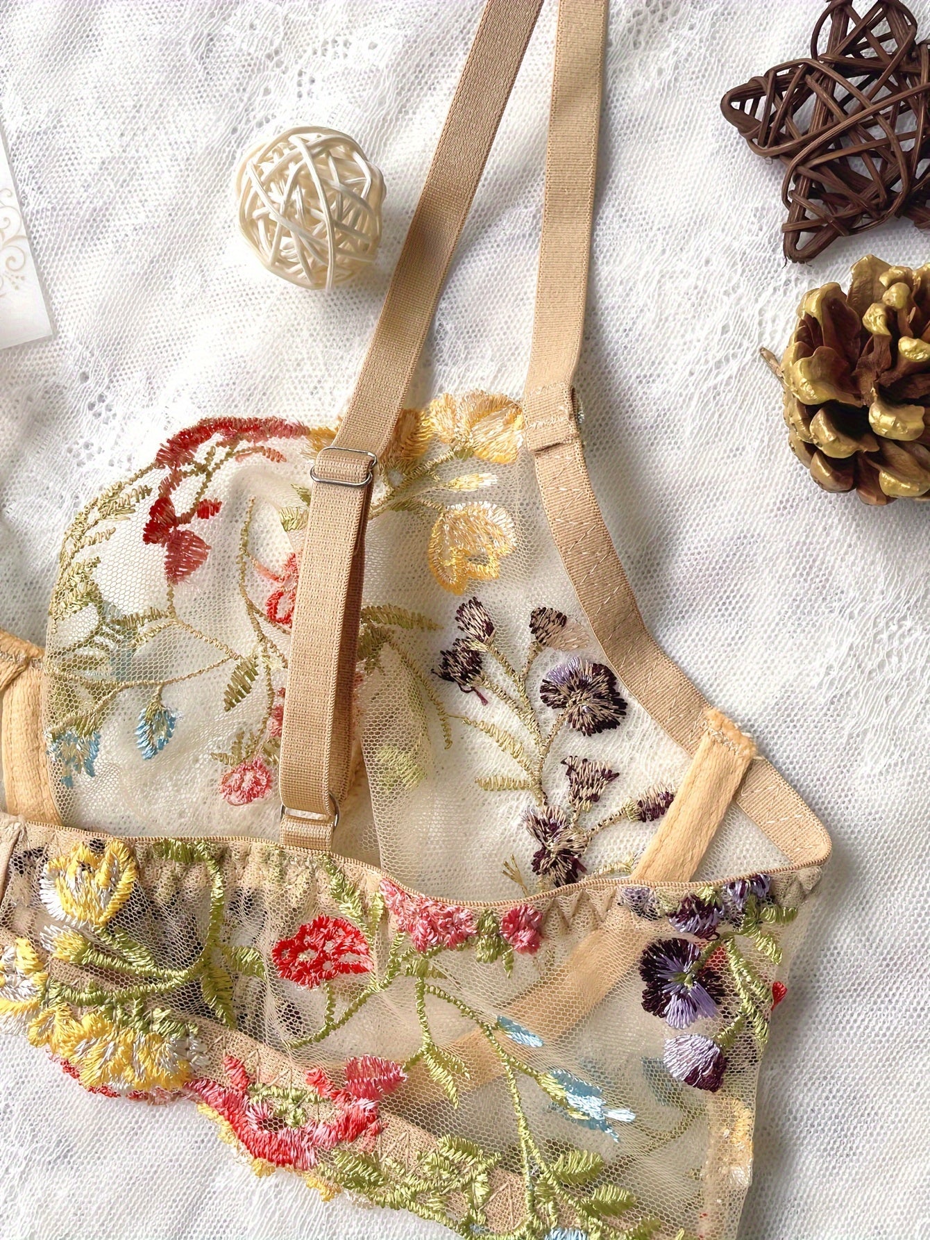 Eternal Bloom: Floral Embroidery Lingerie Set  IZER 