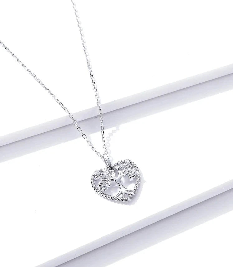 925 Sterling Silver Tree of Life Heart Necklace  IZER 