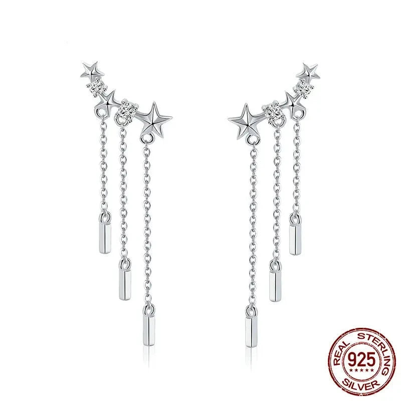 925 Sterling Silver Star Drop Earrings  IZER 