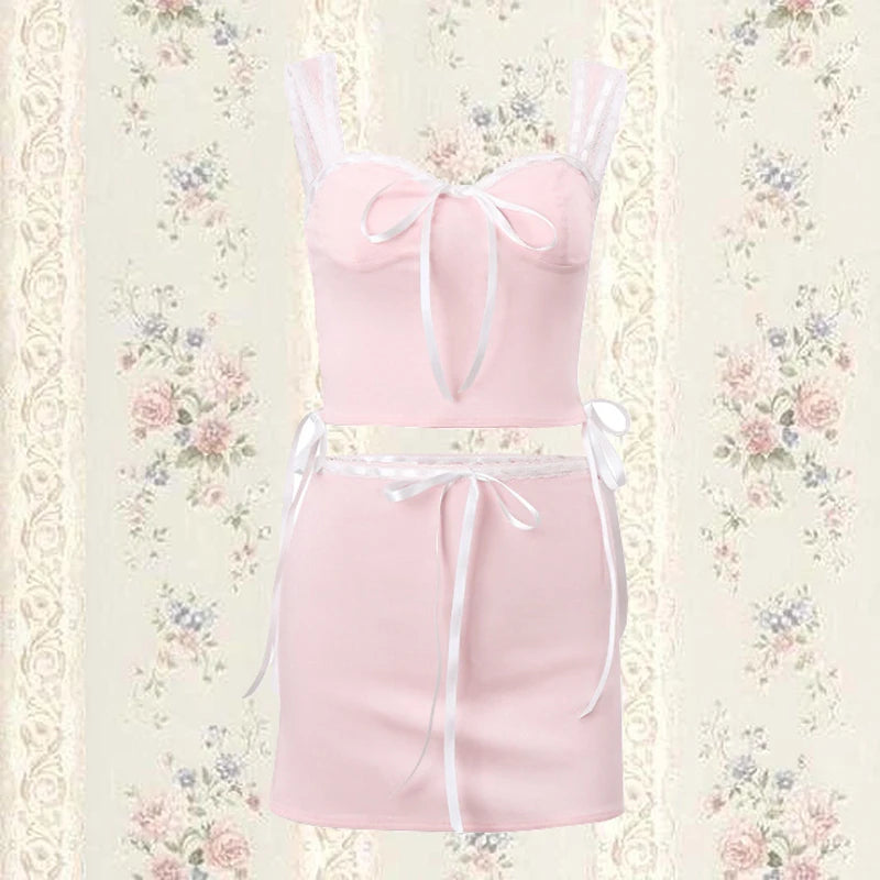 VintageVibe™️ Lace Trim Tube Top and Shorts Set  IZER 