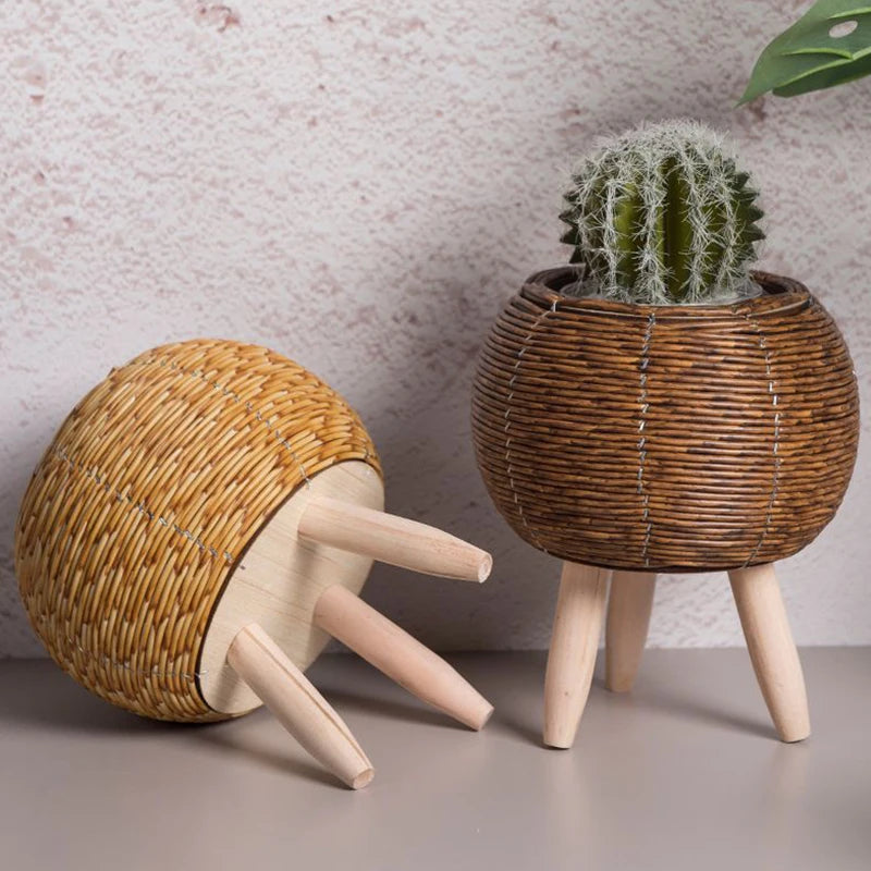 Nordic Rattan-Style Flower Pot Stand  IZER 