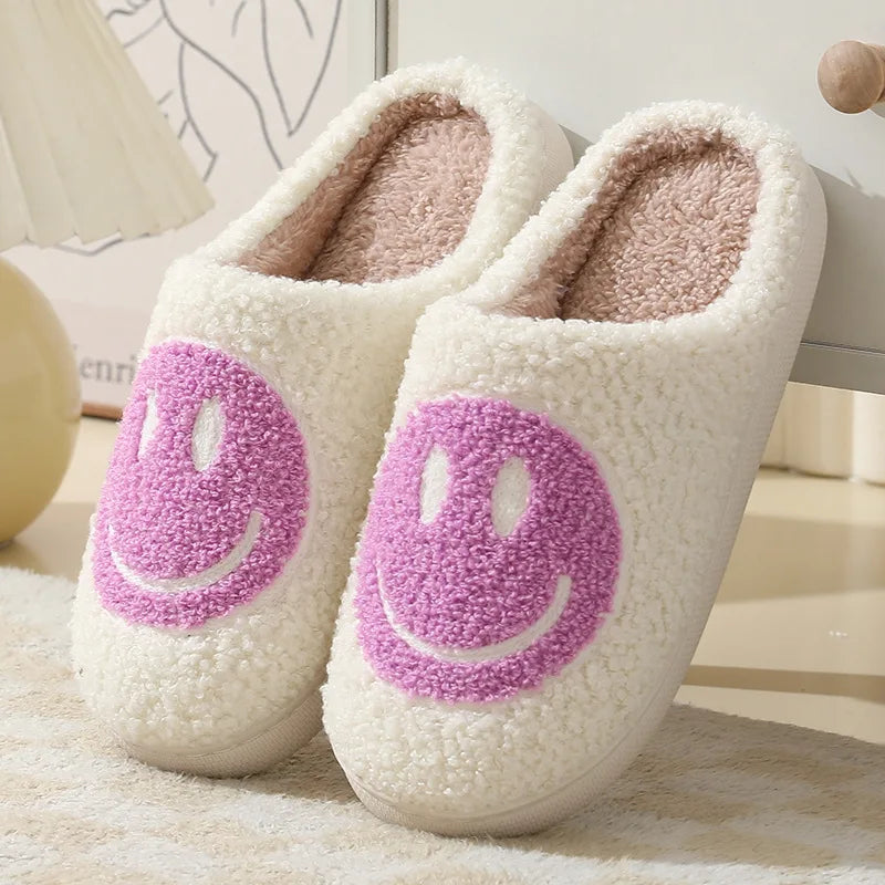 Smiling Face Furry Couple Slippers  IZER 