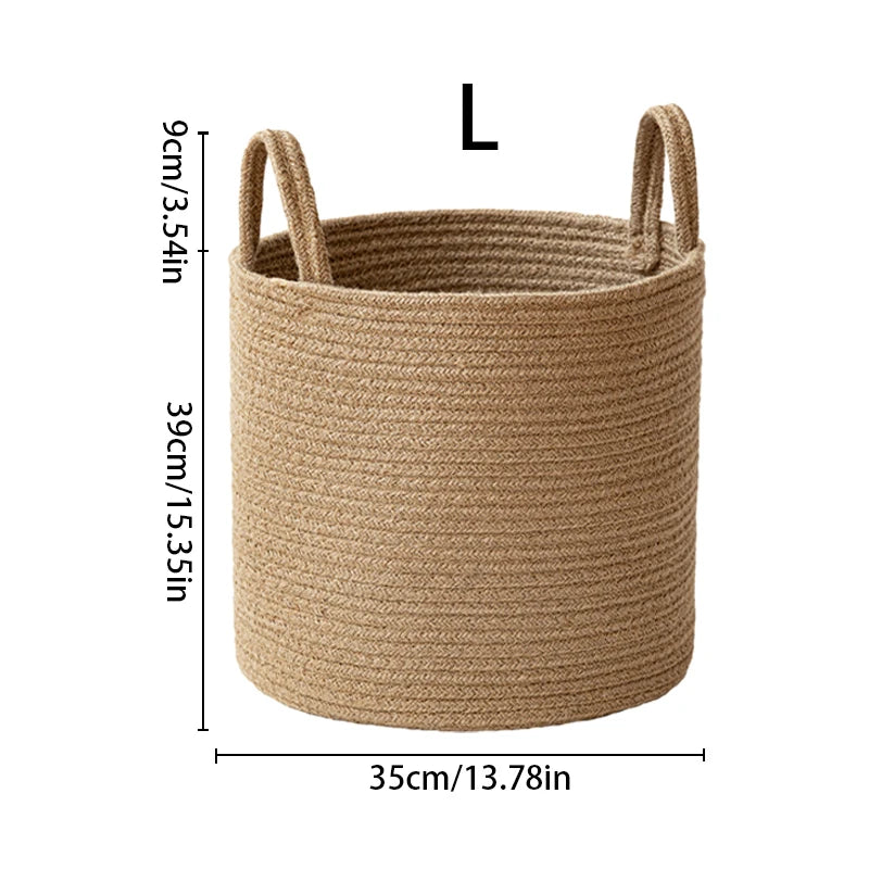 Handmade Woven Cotton Linen Storage Basket  IZER 