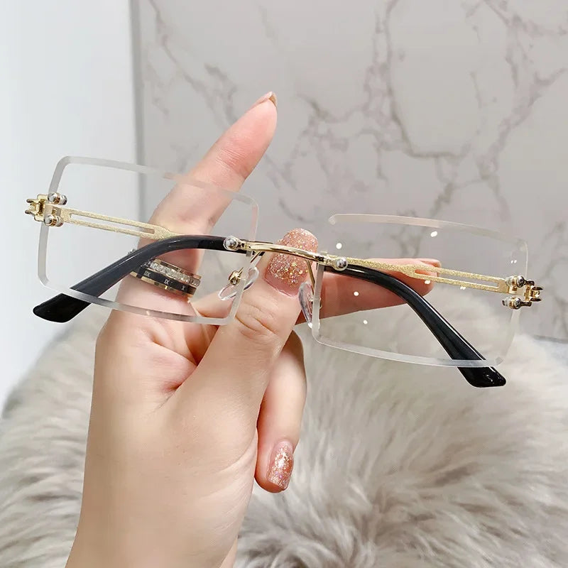 Retro Radiance Rimless Rectangle Sunglasses  IZER 