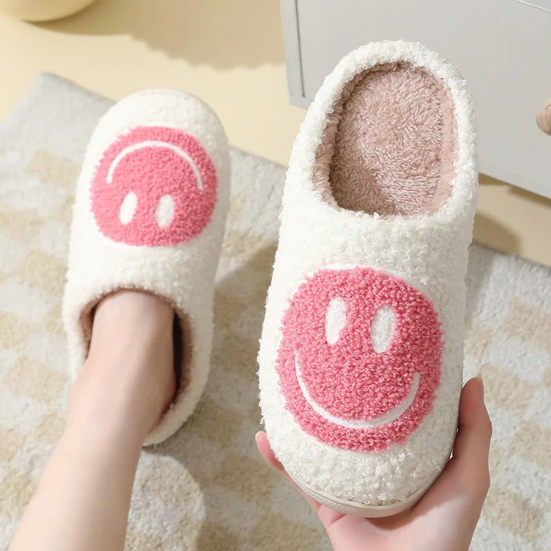 Smiling Face Furry Couple Slippers  IZER 