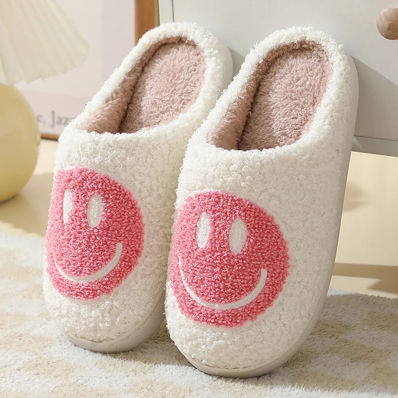 Smiling Face Furry Couple Slippers  IZER 