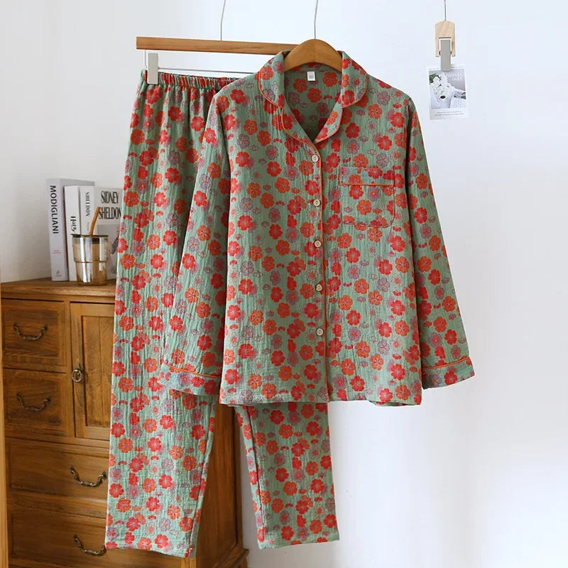 FloraLuxe Spring & Summer Cotton Pajama Set  IZER 