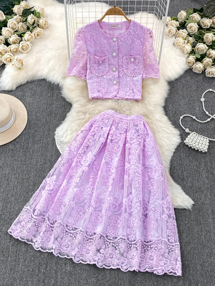 Korean Summer Lace Two-Piece Set  IZER 