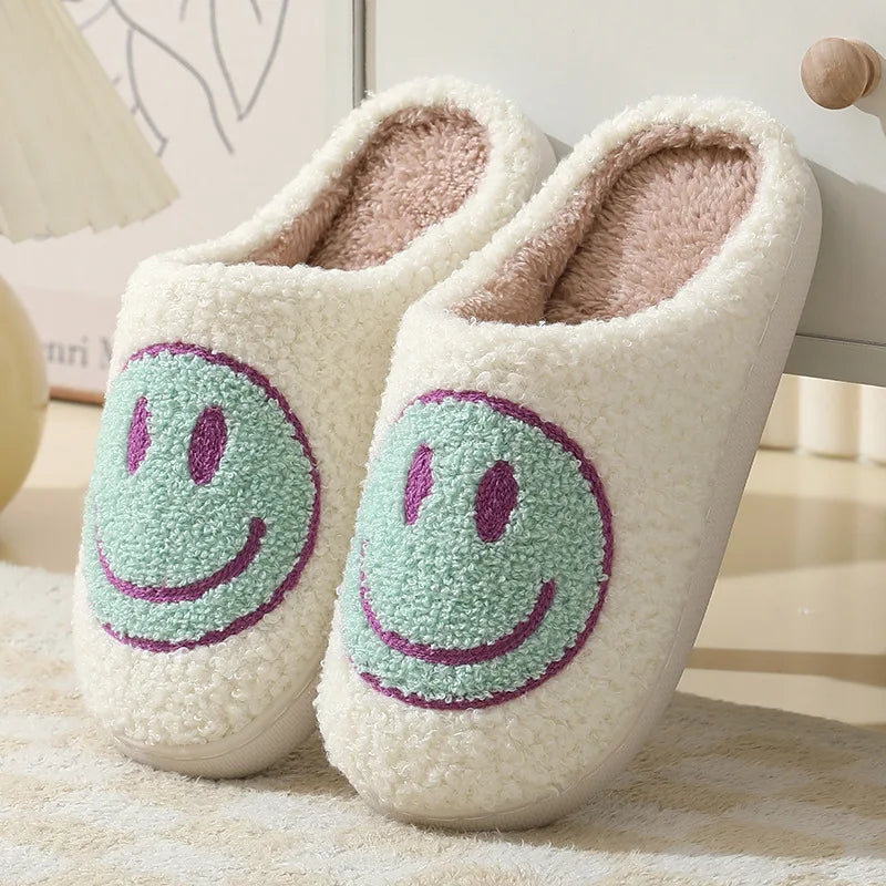 Smiling Face Furry Couple Slippers  IZER 