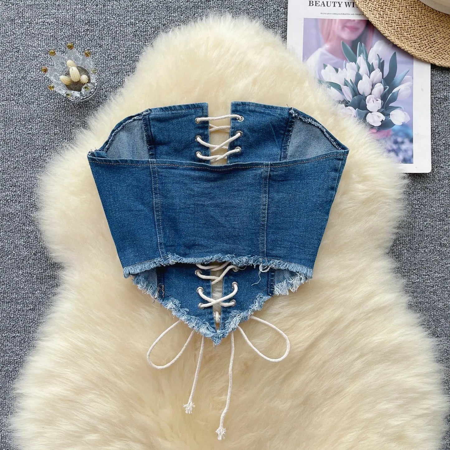 Denim Strapless Summer Off the Shoulder  IZER 