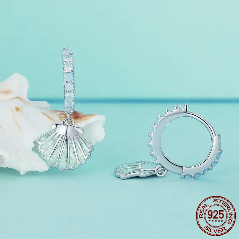 925 Sterling Silver Shell Earrings  IZER 