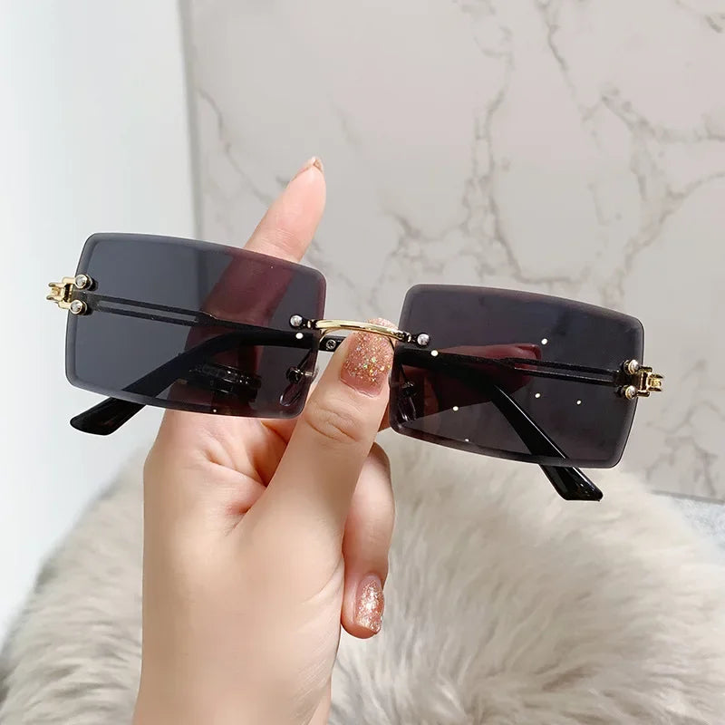 Retro Radiance Rimless Rectangle Sunglasses  IZER 