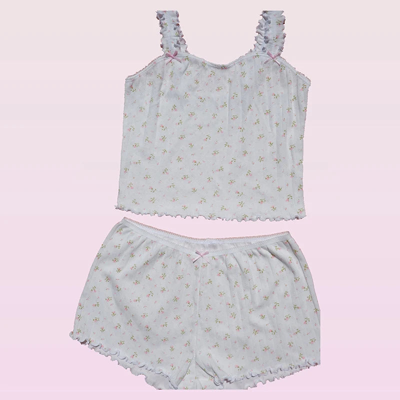 VintageVibe™️ Lace Trim Tube Top and Shorts Set  IZER 