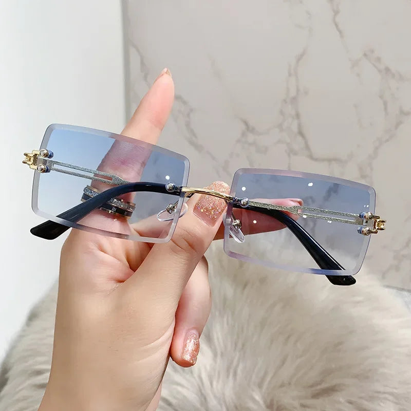 Retro Radiance Rimless Rectangle Sunglasses  IZER 