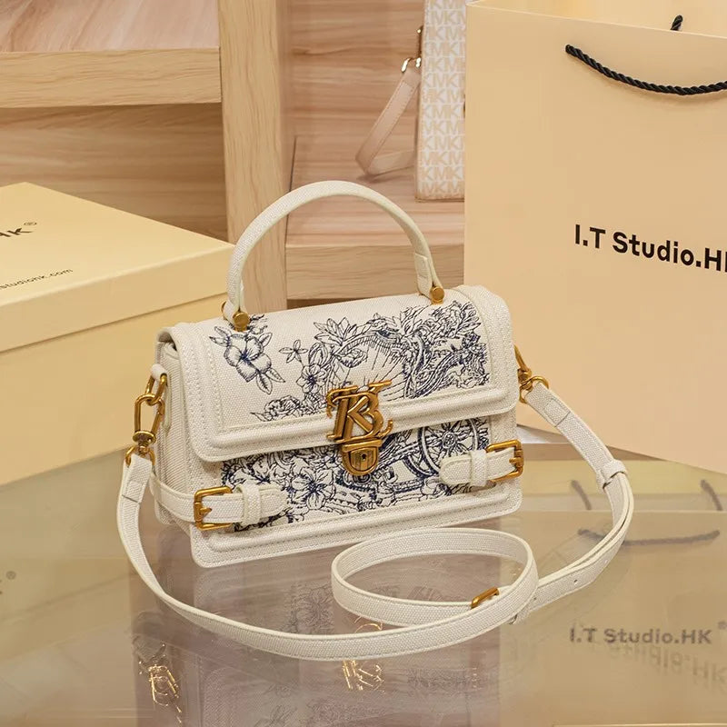 High-End Embroidered Square Crossbody Bag  IZER 