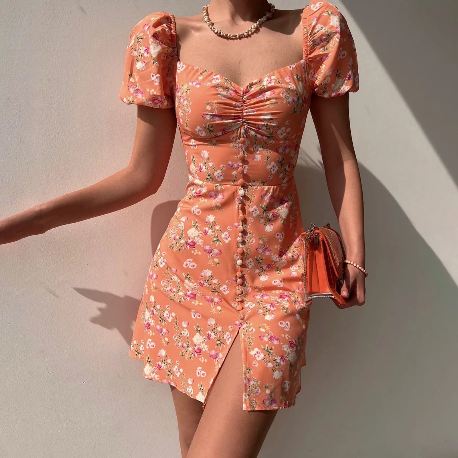 BlossomBreeze Bubble Sleeve Floral Dress  IZER 