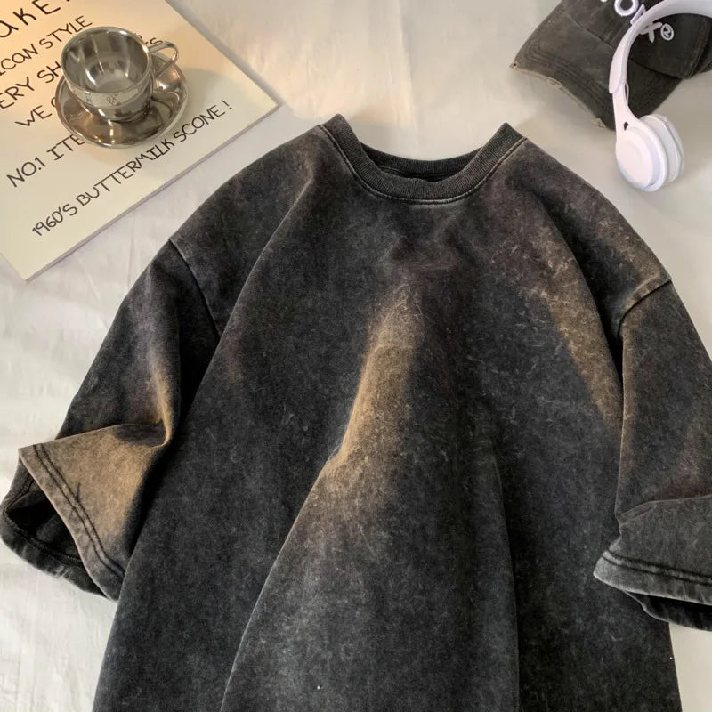 "VintageVerve" Acid-Washed Oversized T-Shirt  IZER 