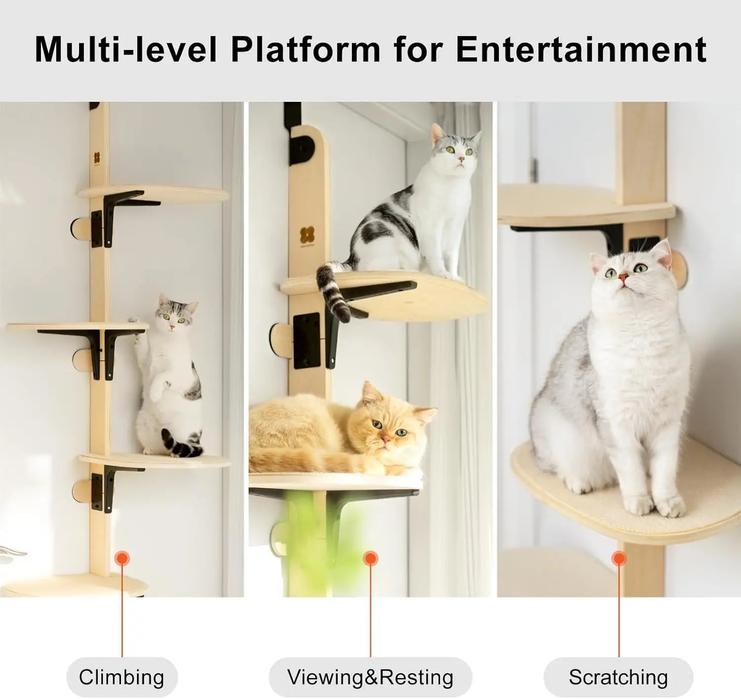 Mewoofun 4-Levels Wooden Cat Climber Shelf  IZER 