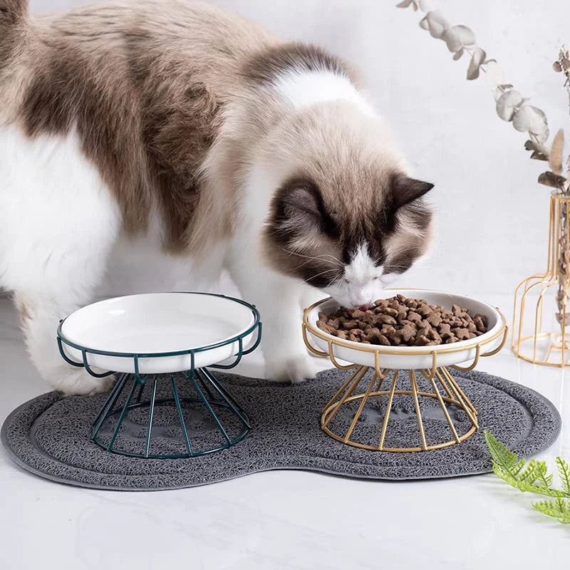 PawsEase Ceramic Pet Bowl with Metal Rack  IZER 