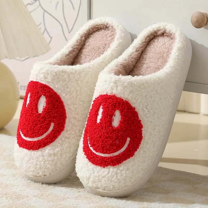 Smiling Face Furry Couple Slippers  IZER 