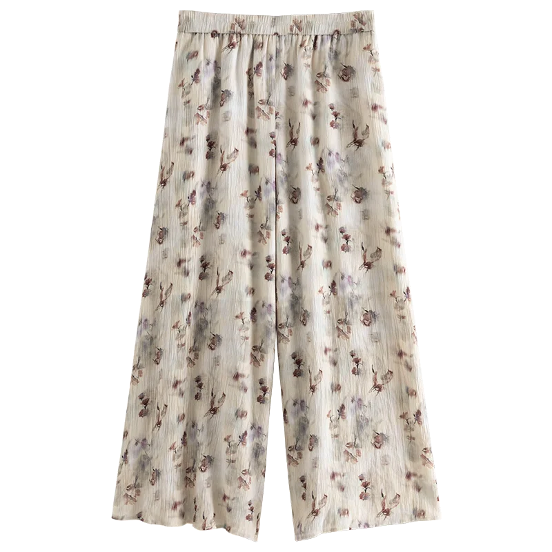 Artisan Ink Print Loose Wide-leg Pants  IZER 