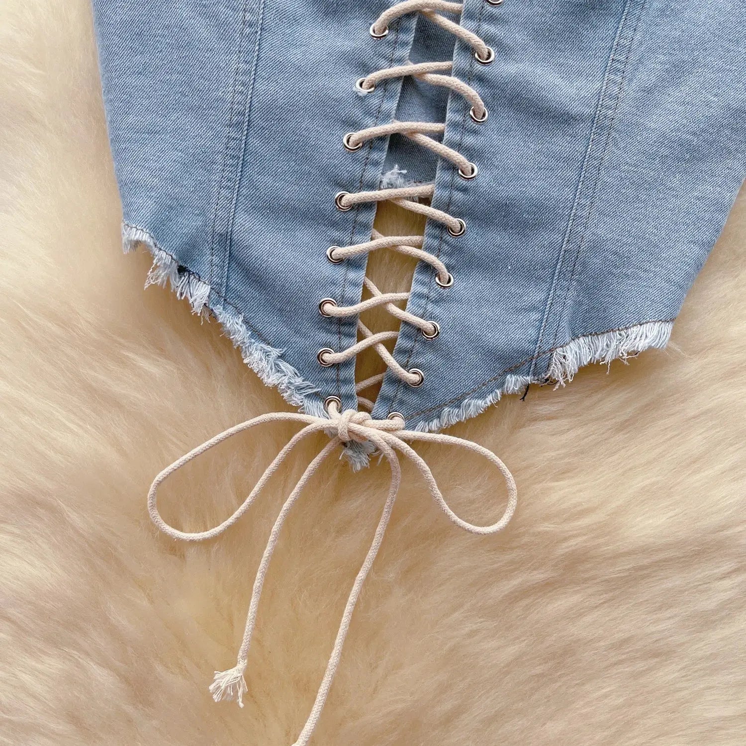 Denim Strapless Summer Off the Shoulder  IZER 