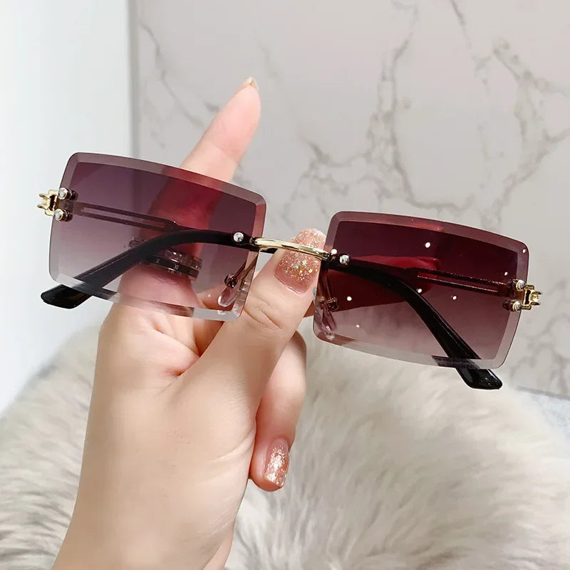 Retro Radiance Rimless Rectangle Sunglasses  IZER 