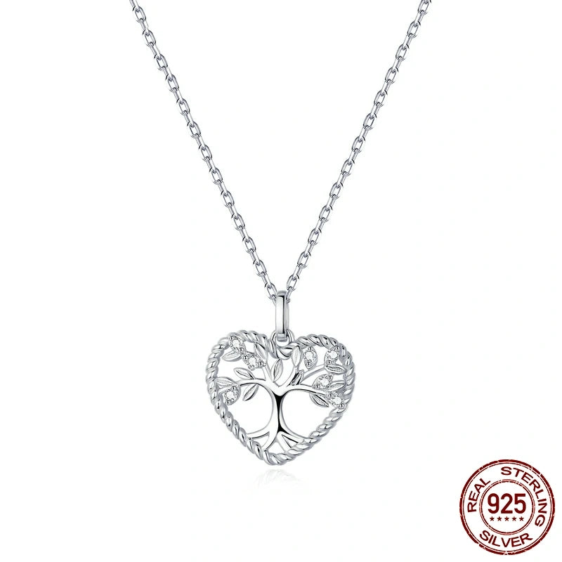 925 Sterling Silver Tree of Life Heart Necklace  IZER 