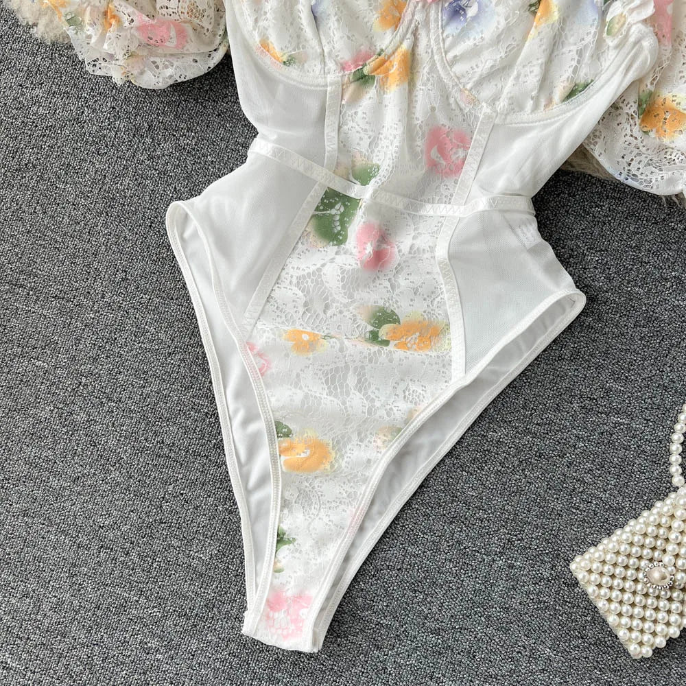 "Lace Blossom" Floral Lace Bodysuit  IZER 