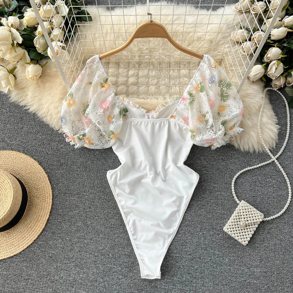 "Lace Blossom" Floral Lace Bodysuit  IZER 