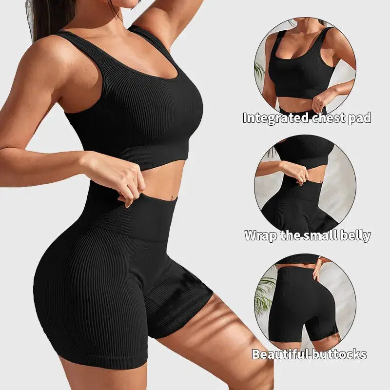 Seamless Ribbed Yoga Sets  IZER 