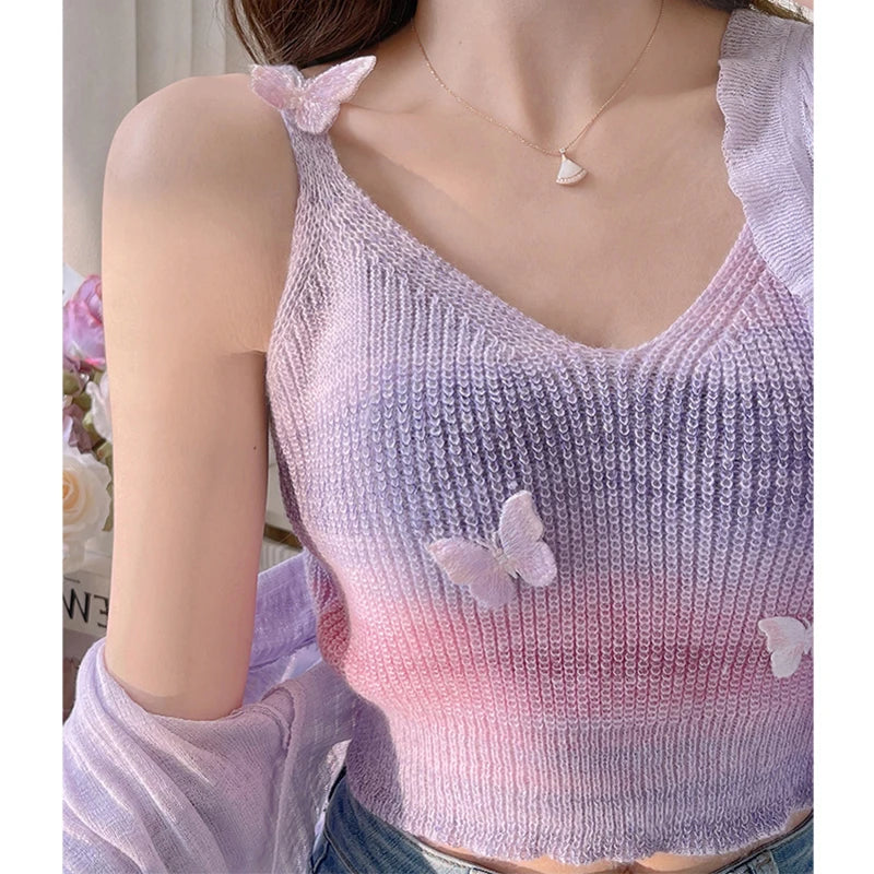 Butterfly Dream Striped Knit Tank  IZER 