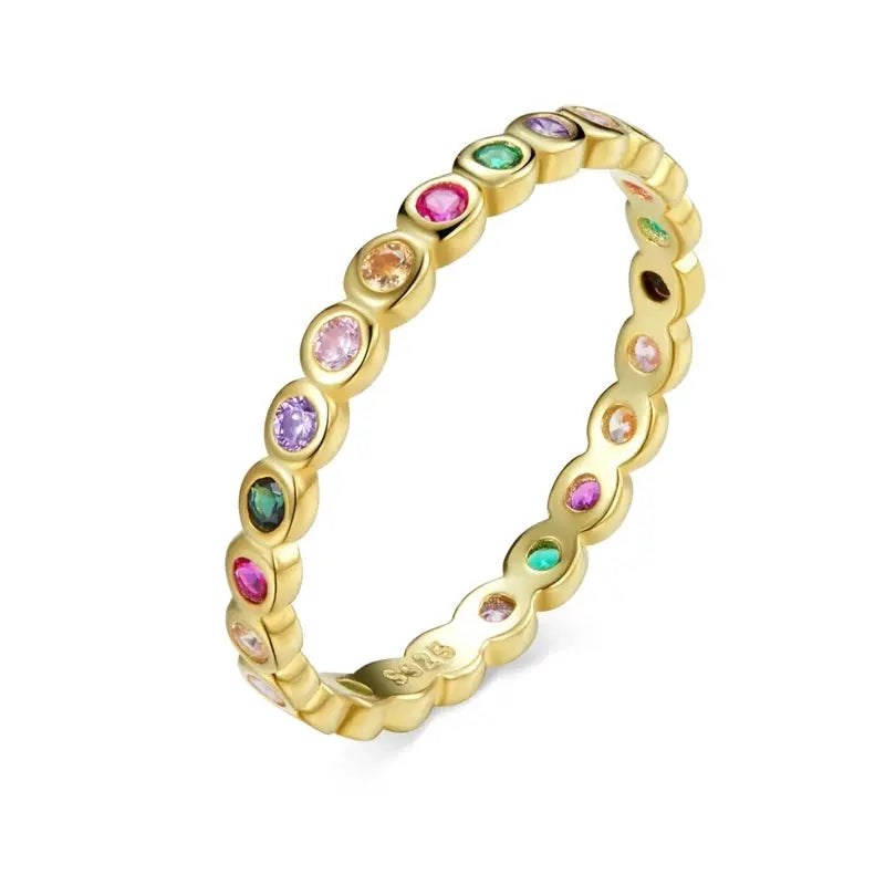 925 Sterling Silver Rainbow Zircon Finger Ring  IZER 