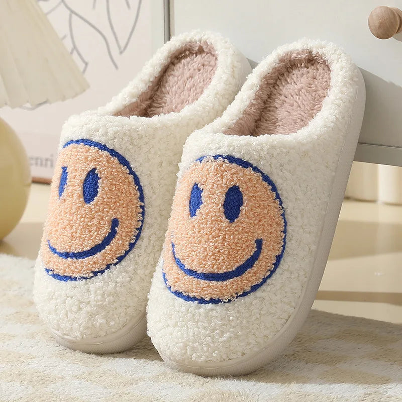 Smiling Face Furry Couple Slippers  IZER 