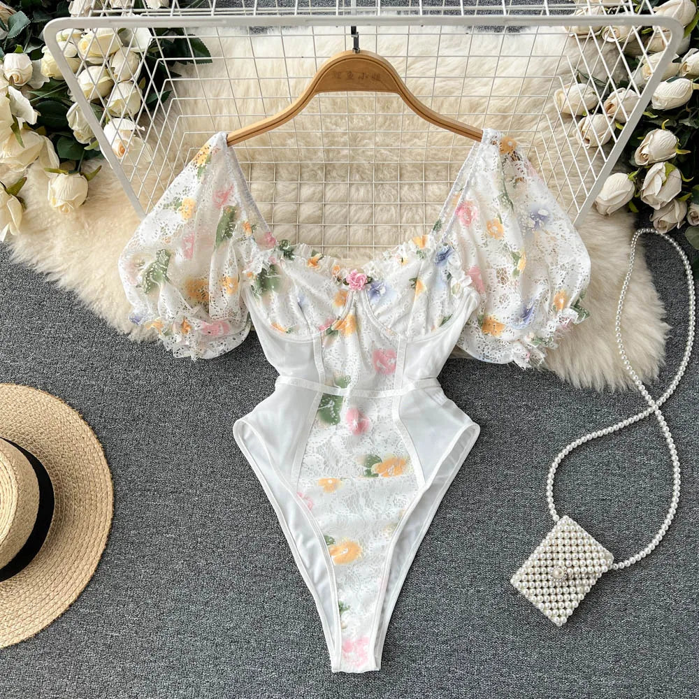 "Lace Blossom" Floral Lace Bodysuit  IZER 