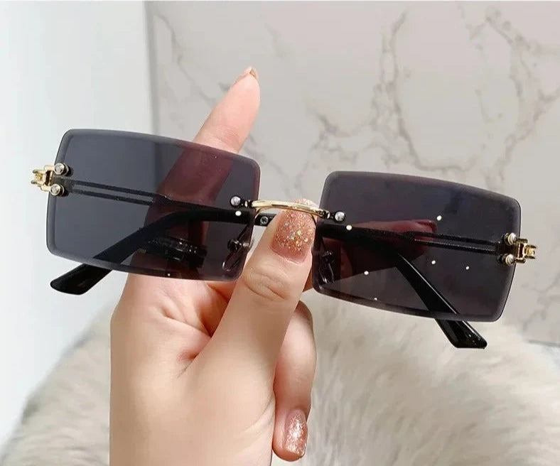 Retro Radiance Rimless Rectangle Sunglasses  IZER 