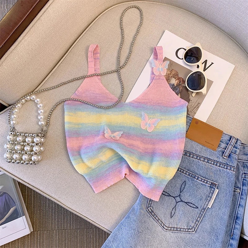 Butterfly Dream Striped Knit Tank  IZER 