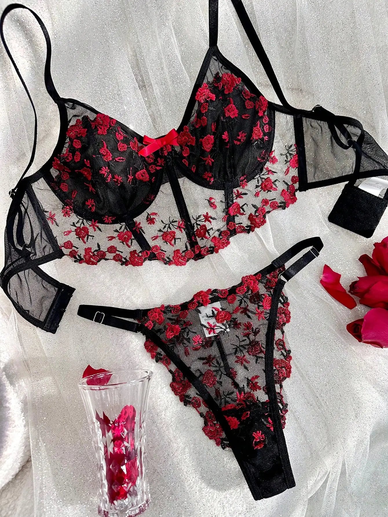 BohoBloom Floral Embroidery Lingerie Set  IZER 