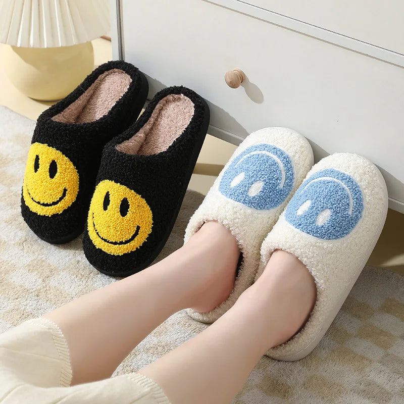 Smiling Face Furry Couple Slippers  IZER 