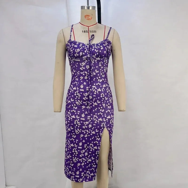 SummerBloom Floral Split Strapless Dress  IZER 