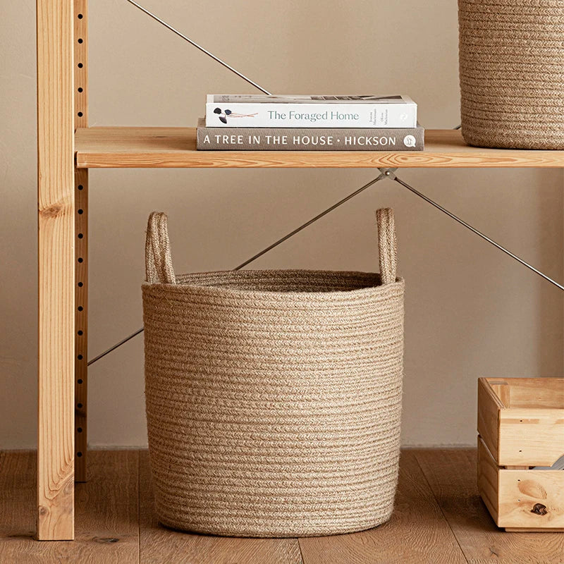 Handmade Woven Cotton Linen Storage Basket  IZER 