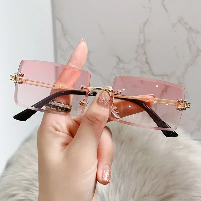 Retro Radiance Rimless Rectangle Sunglasses  IZER 