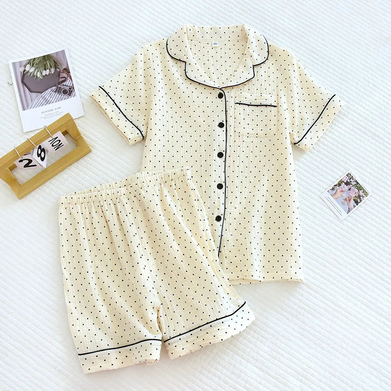 PolkaDream Summer Cotton Gauze Pajama Set  IZER 