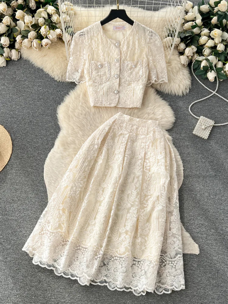 Korean Summer Lace Two-Piece Set  IZER 