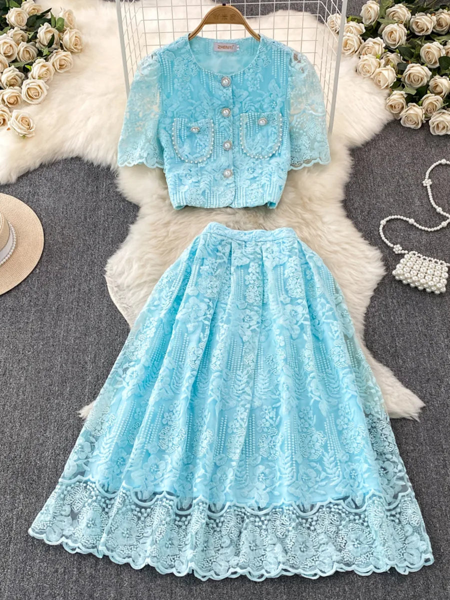 Korean Summer Lace Two-Piece Set  IZER 