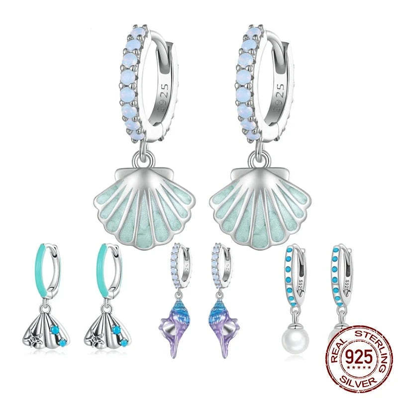 925 Sterling Silver Shell Earrings  IZER 