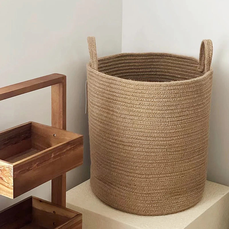 Handmade Woven Cotton Linen Storage Basket  IZER 