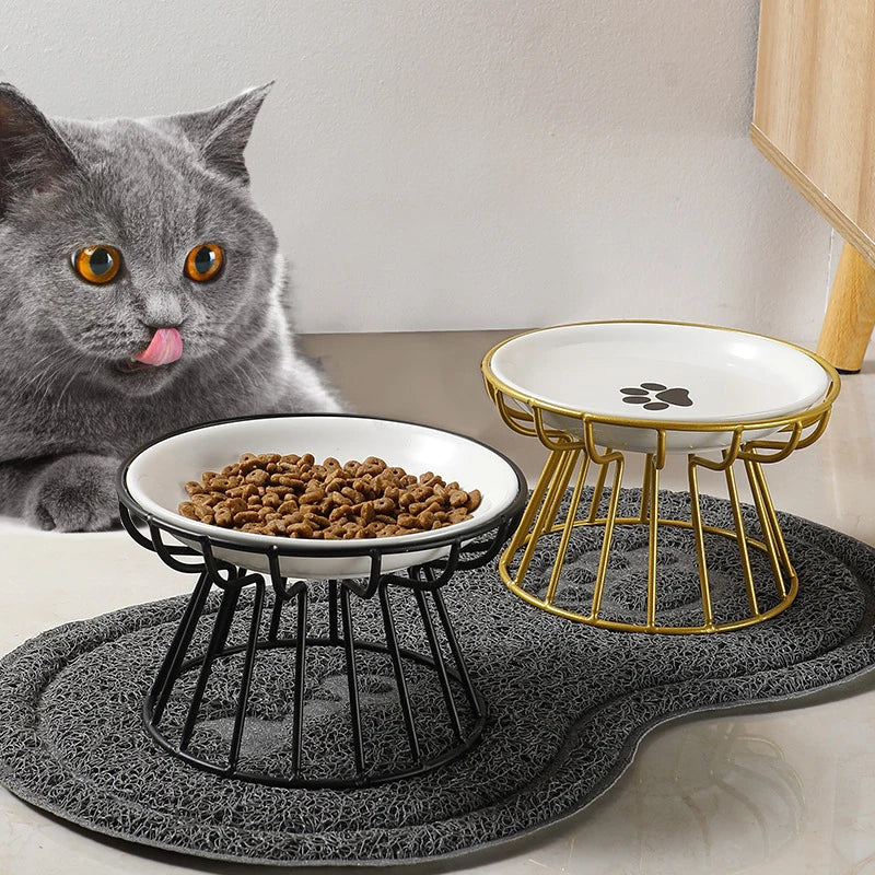 PawsEase Ceramic Pet Bowl with Metal Rack  IZER 