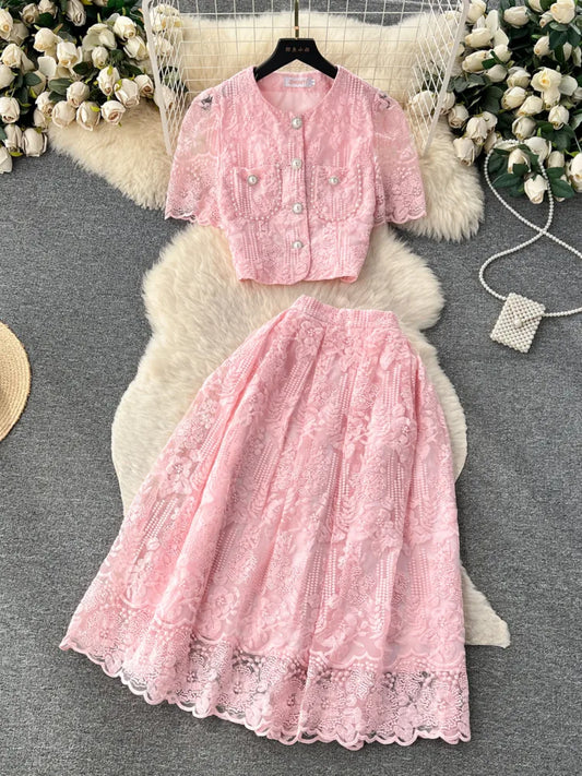 Korean Summer Lace Two-Piece Set  IZER 