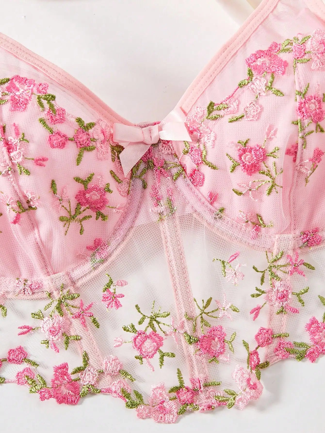 BohoBloom Floral Embroidery Lingerie Set  IZER 